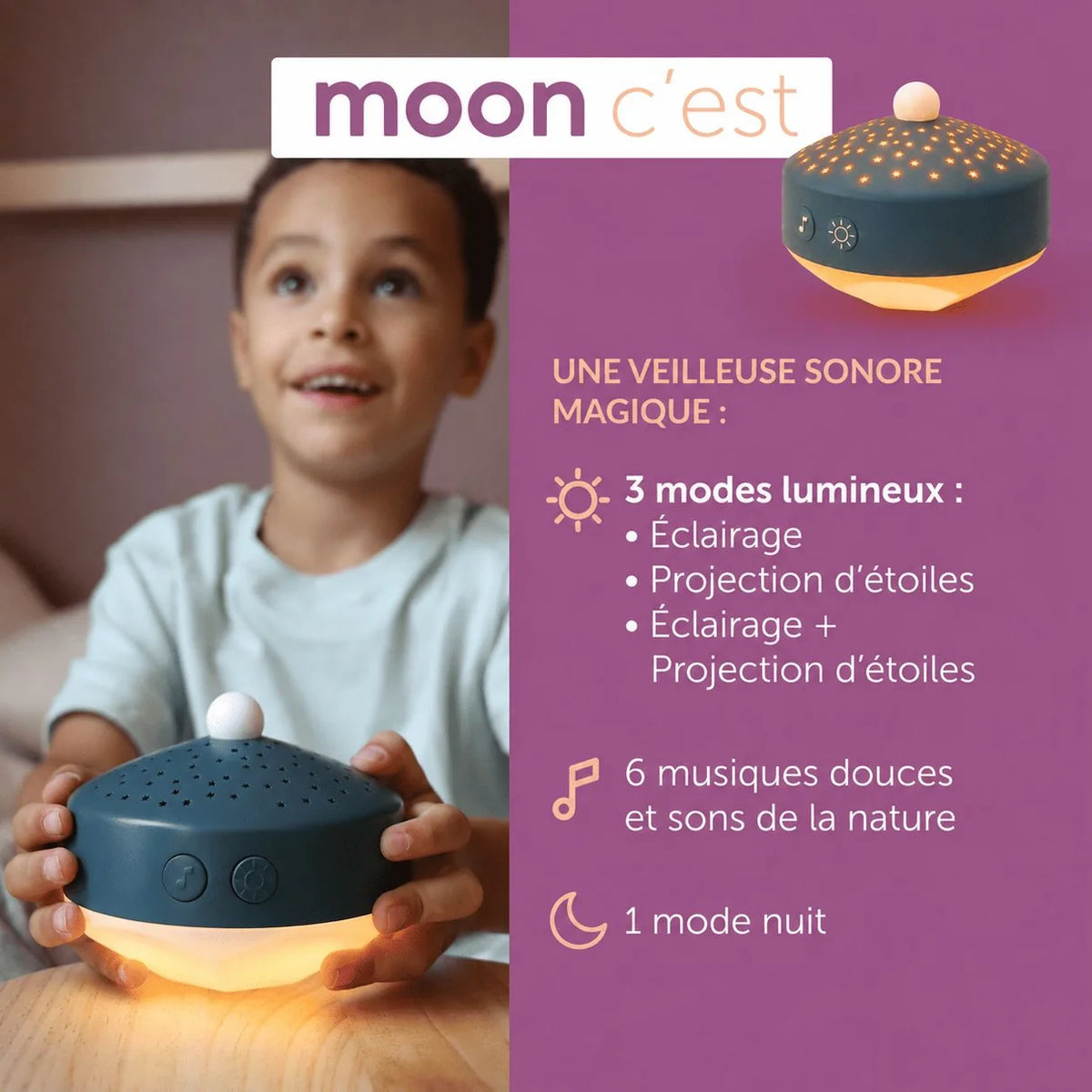 Moon veuilleuse projecteur étoiles Morphée